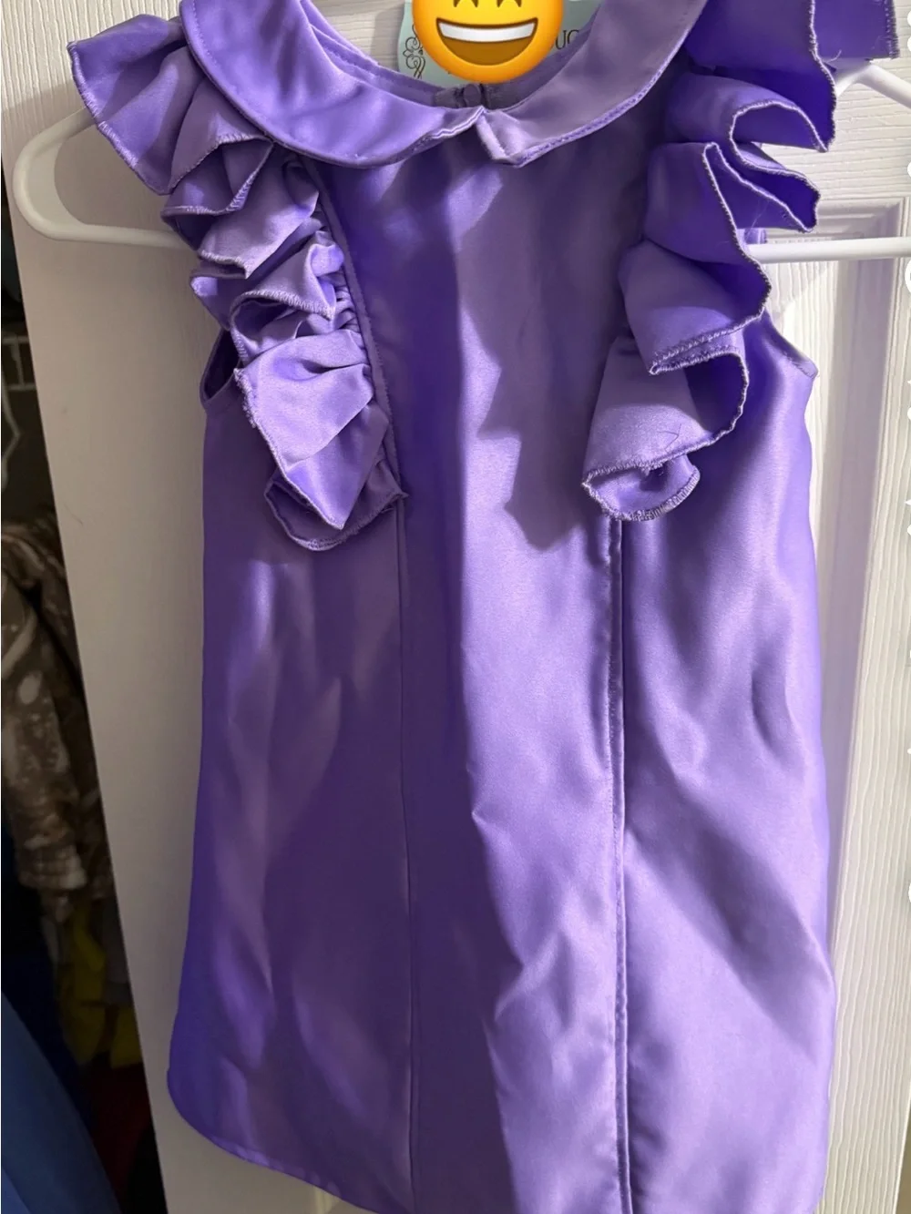 Girls Purple Ruffle Collar Dress